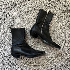 Zara genuine leather black boots